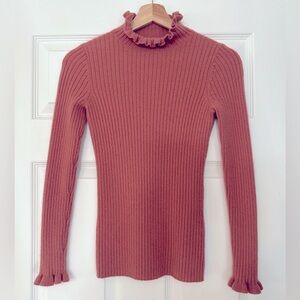 Antonio Melani 100% cashmere ribbed ruffle turtleneck sweater size S